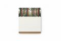 Wildland Notepad Block Square Desk Pad – overhead studio shot showing the square format and illustrated redwood forest header