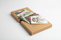 Painted Botanicals Art Box Postcard Set – studio shot showing lift-top kraft box open with postcards fanned artfully across the lid
