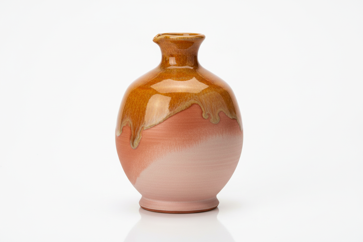 Sunset Coast Bud Vase Classic Jug – studio shot from three-quarter angle showing gradient glaze tones and thrown-clay lip form