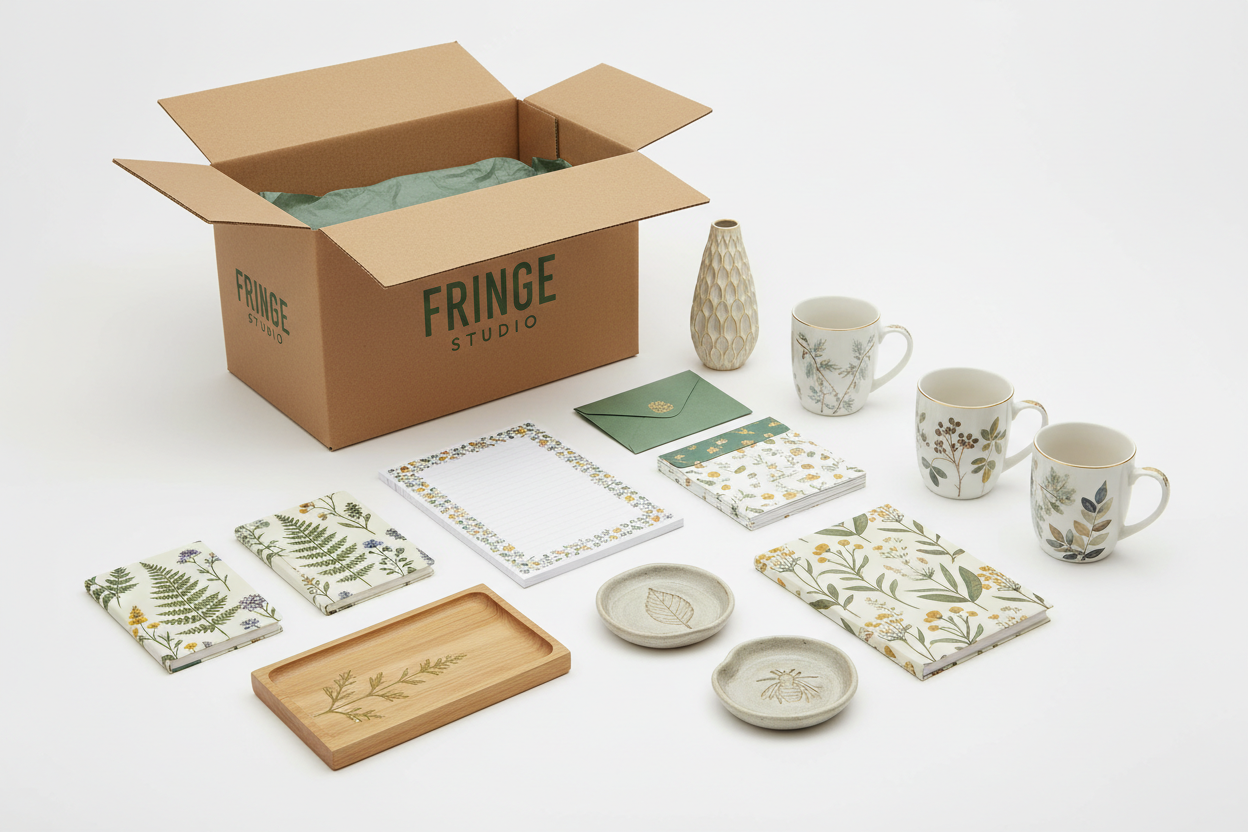 Artisan Boutique Wholesale Starter Collection – studio shot showing the open wholesale shipper box with all eight SKU types arranged as a flat lay
