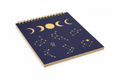 Celestial Phases Desktop Notepad – studio shot showing full notepad with cover sheet and chipboard backer on white background