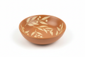 Terracotta Bloom Small Round Trinket Dish – studio shot from elevated three-quarter angle on white background